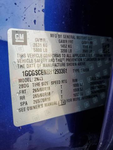 2017 CHEVROLET COLORADO L - 1GCGSCEN8H1293361