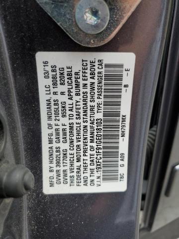 2016 HONDA CIVIC TOUR - 19XFC1F91GE018103