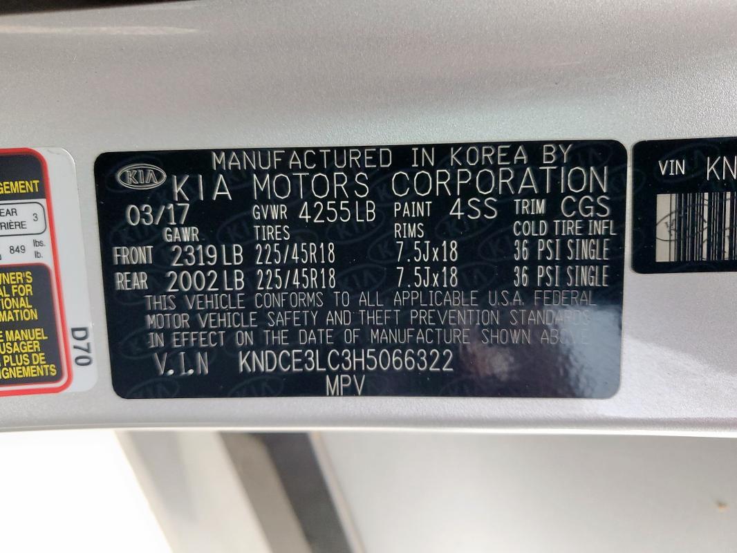 2017 KIA NIRO EX TO KNDCE3LC3H5066322