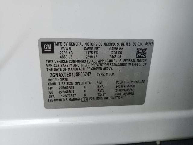 2018 CHEVROLET EQUINOX LT 3GNAXTEX1JS505747