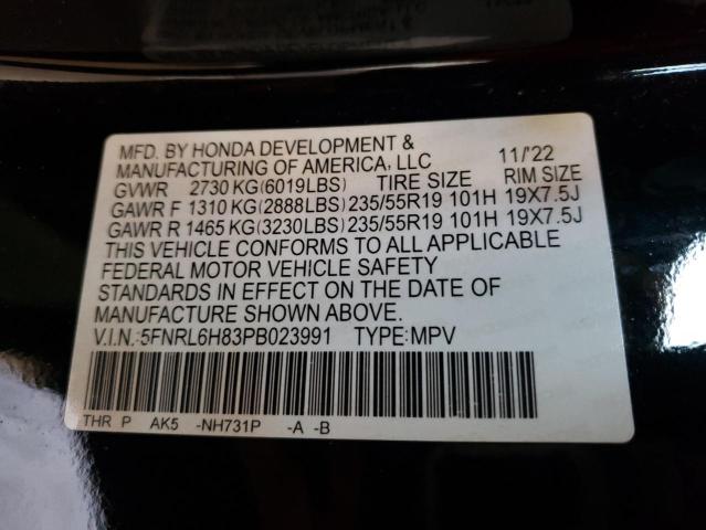 2023 HONDA ODYSSEY TO 5FNRL6H83PB023991