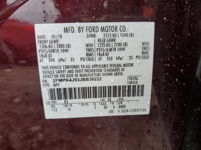 2018 FORD EDGE SEL 2FMPK4J93JBB38222