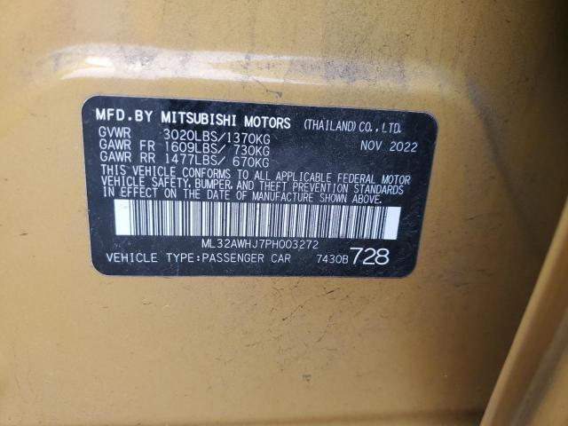 2023 MITSUBISHI MIRAGE SE ML32AWHJ7PH003272