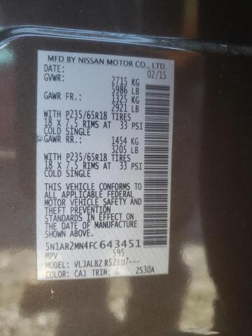 2015 NISSAN PATHFINDER - 5N1AR2MN4FC643451
