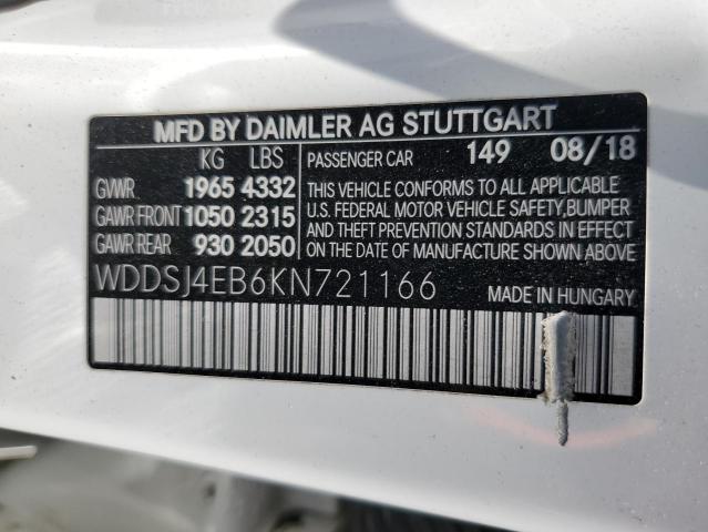 2019 MERCEDES-BENZ CLA 250 - WDDSJ4EB6KN721166