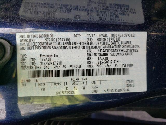 2017 FORD FOCUS SEL - 1FADP3M27HL316182