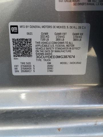 2021 CHEVROLET 1500 - 3GCUYDED3MG387674