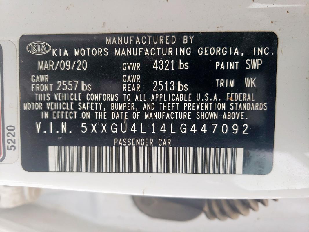 2020 KIA OPTIMA EX - 5XXGU4L14LG447092