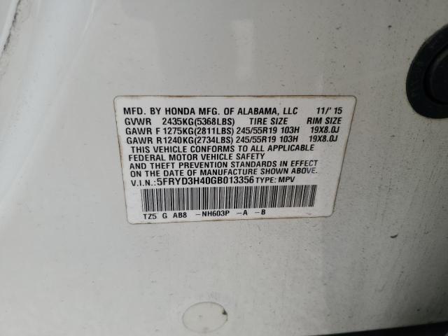 2016 ACURA MDX TECHNO - 5FRYD3H40GB013356