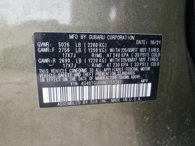 2022 SUBARU OUTBACK WI 4S4BTGUD6N3155241