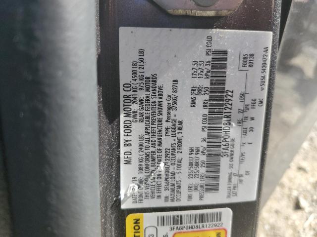 2020 FORD FUSION SE - 3FA6P0HD8LR122922