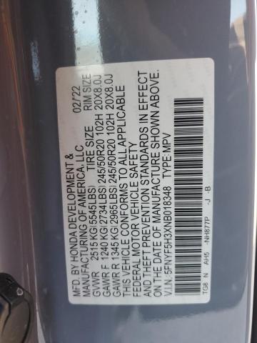 2022 HONDA PILOT SPOR 5FNYF5H3XNB018348