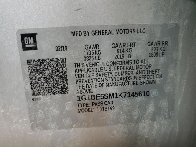 2019 CHEVROLET CRUZE LT - 1G1BE5SM1K7145610