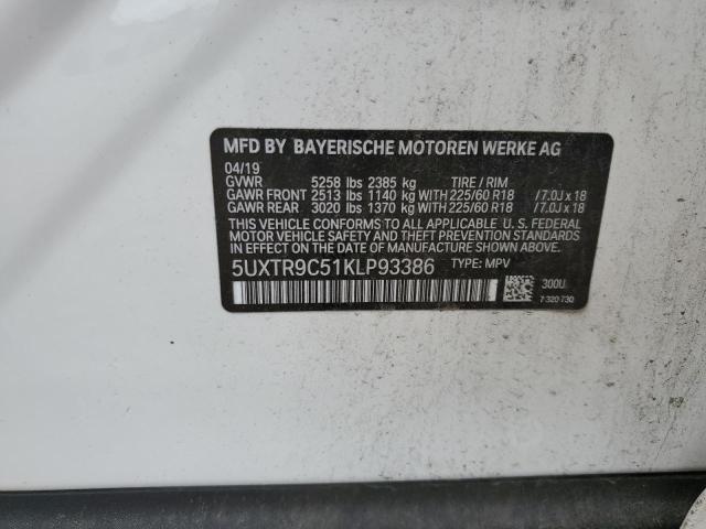 2019 BMW X3 XDRIVE3 - 5UXTR9C51KLP93386