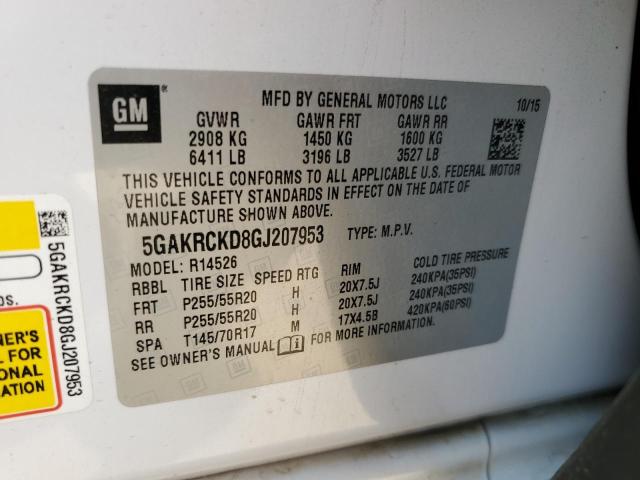 2016 BUICK ENCLAVE 5GAKRCKD8GJ207953