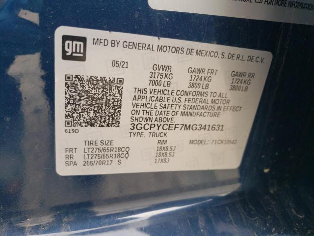 2021 CHEVROLET SILVERADO - 3GCPYCEF7MG341631