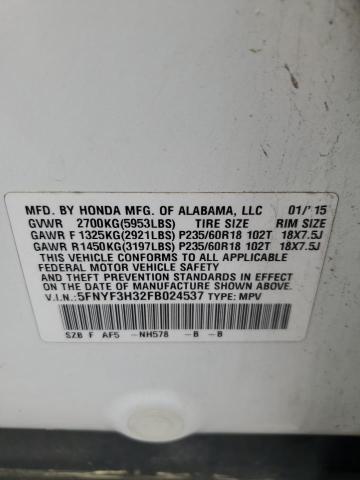 2015 HONDA PILOT SE 5FNYF3H32FB024537