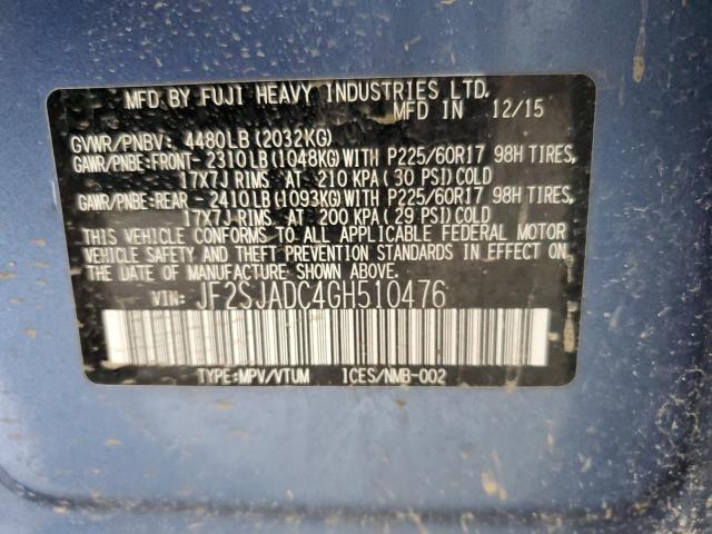 2016 SUBARU FORESTER 2 - JF2SJADC4GH510476