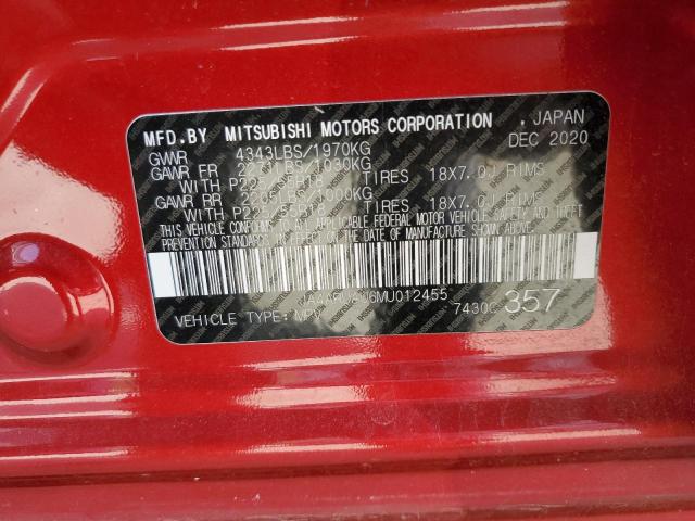 2021 MITSUBISHI OUTLANDER - JA4ARUAU6MU012455