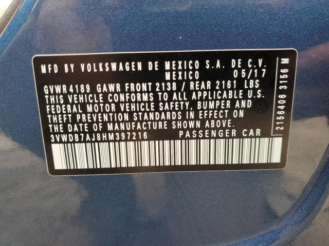 2017 VOLKSWAGEN JETTA SE - 3VWDB7AJ8HM397216