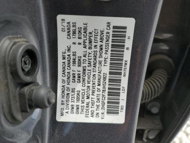 2018 HONDA CIVIC EX - 2HGFC2F78JH524822