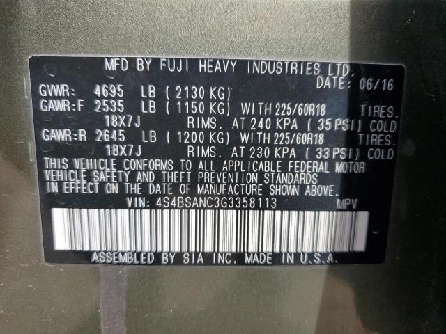 2016 SUBARU OUTBACK 2. - 4S4BSANC3G3358113