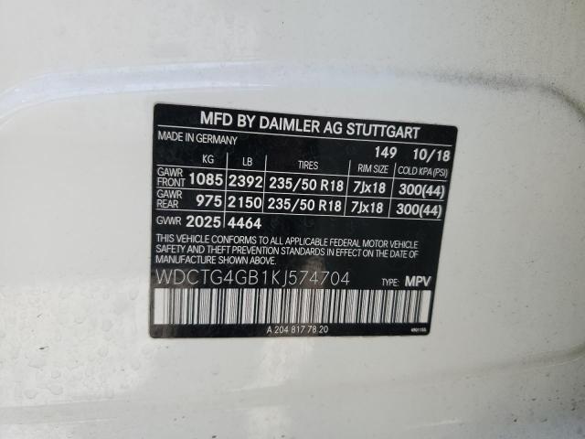 2019 MERCEDES-BENZ GLA 250 4M - WDCTG4GB1KJ574704
