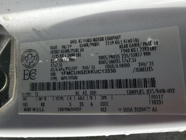 2019 FORD ESCAPE SE - 1FMCU9GDXKUC13530