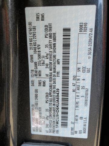 2019 FORD ESCAPE SEL - 1FMCU9HD6KUA69439