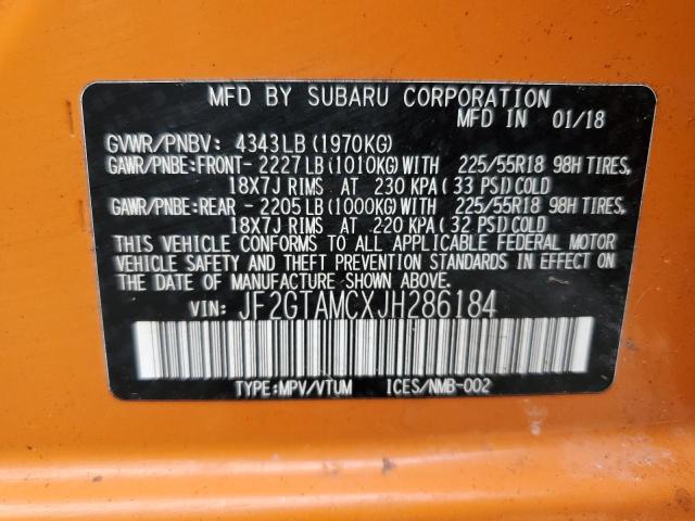 2018 SUBARU CROSSTREK - JF2GTAMCXJH286184