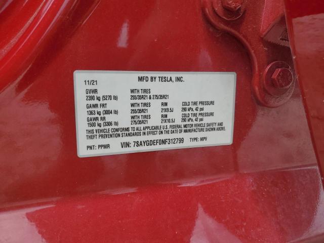 2022 TESLA MODEL Y - 7SAYGDEF0NF312799