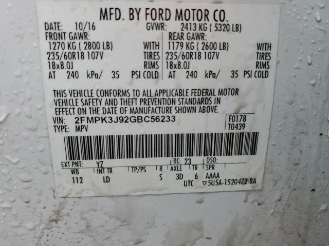 2016 FORD EDGE SEL - 2FMPK3J92GBC56233