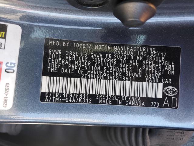 2017 TOYOTA COROLLA L - 2T1BURHE0HC918611
