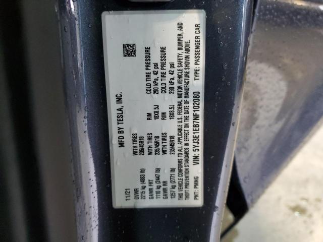 2022 TESLA MODEL 3 - 5YJ3E1EB7NF102080