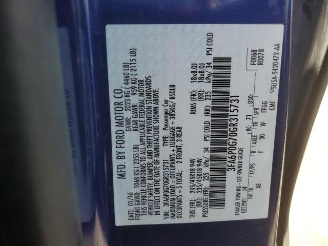 2016 FORD FUSION S - 3FA6P0G70GR315731