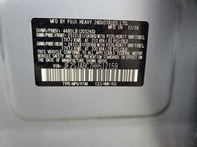 2017 SUBARU FORESTER 2 - JF2SJABC7HH512159