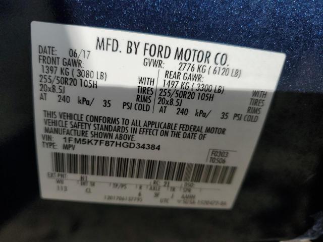 2017 FORD EXPLORER L - 1FM5K7F87HGD34384