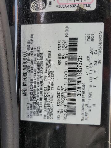 2011 FORD FUSION SE - 3FAHP0HA1BR275235