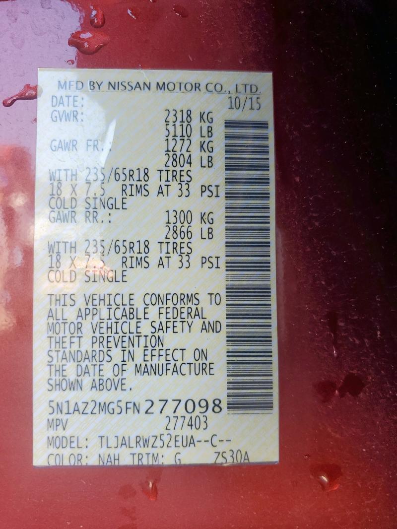 2015 NISSAN MURANO S - 5N1AZ2MG5FN277098