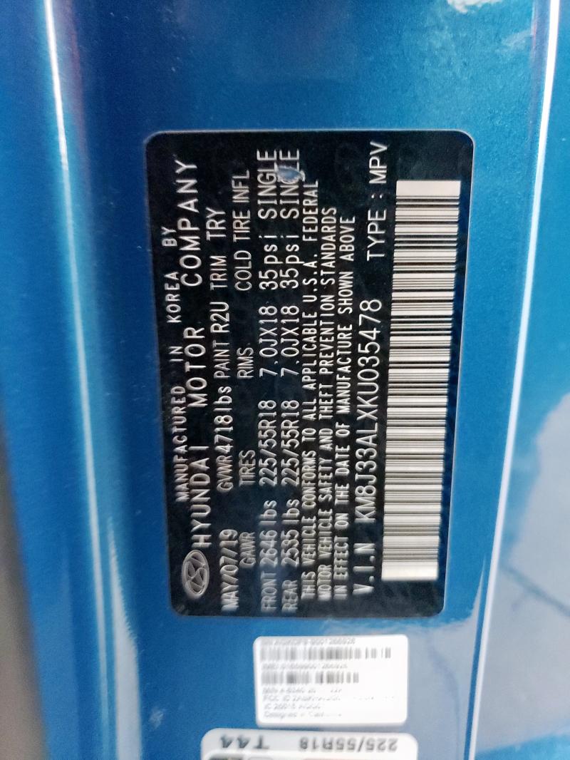 2019 HYUNDAI TUCSON LIM - KM8J33ALXKU035478