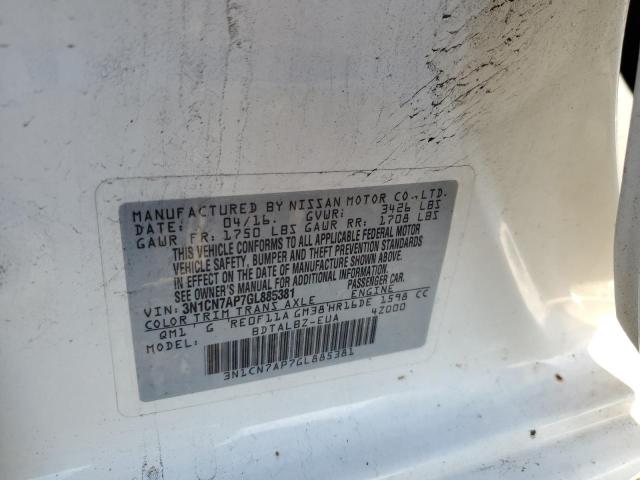 2016 NISSAN VERSA S - 3N1CN7AP7GL885381