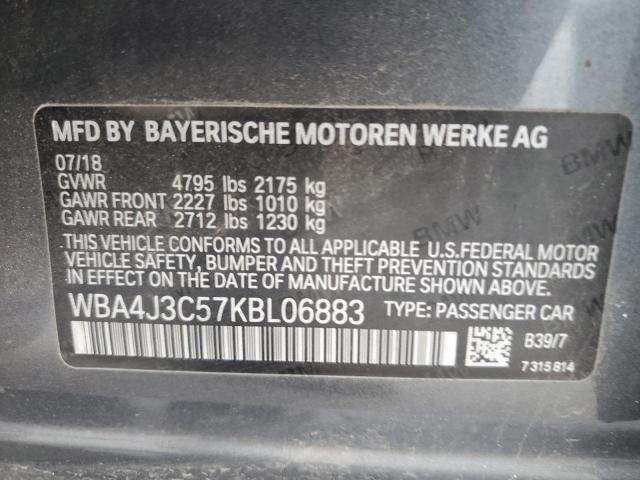 2019 BMW 430XI GRAN WBA4J3C57KBL06883