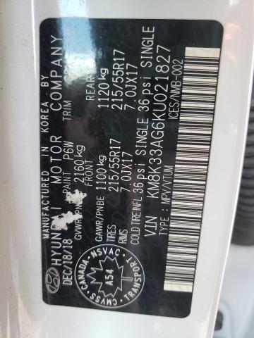 2019 HYUNDAI KONA LIMIT KM8K33AG6KU021827