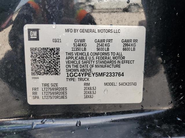 2021 CHEVROLET SILVERADO - 1GC4YPEY5MF233764