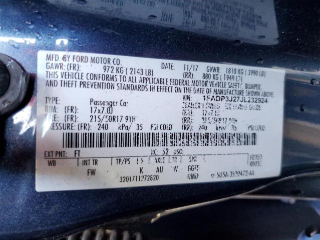 2018 FORD FOCUS TITA 1FADP3J27JL232924