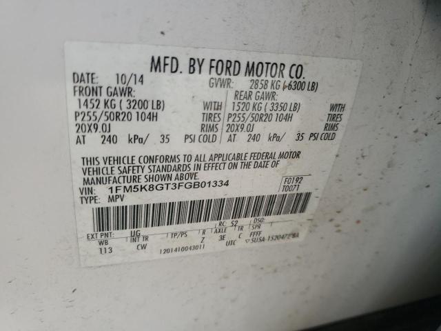 2015 FORD EXPLORER S - 1FM5K8GT3FGB01334