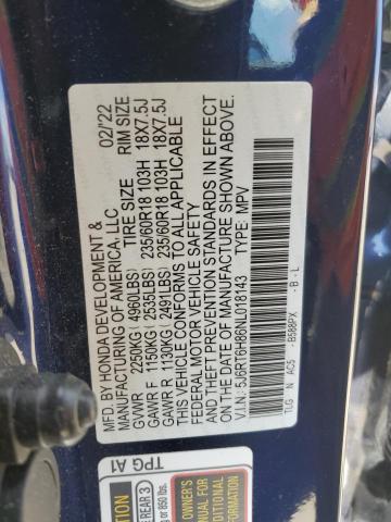 2022 HONDA CR-V EXL - 5J6RT6H86NL018143