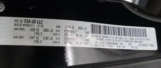 2016 CHRYSLER TOWN & COU - 2C4RC1BG8GR289594