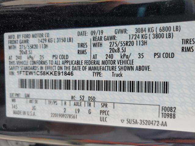 2019 FORD F150 SUPER - 1FTEW1C58KKE91846