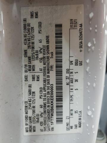 2019 FORD F250 SUPER - 1FT7W2B6XKEE00003